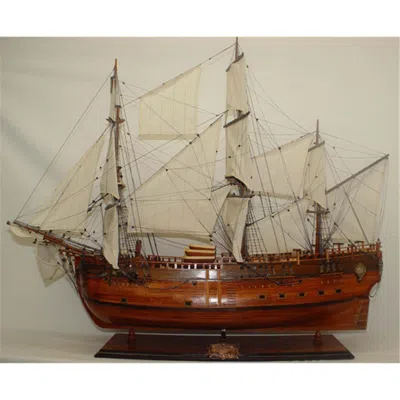 Old Modern Handicrafts Hms Endeavour Model Boat In Brown