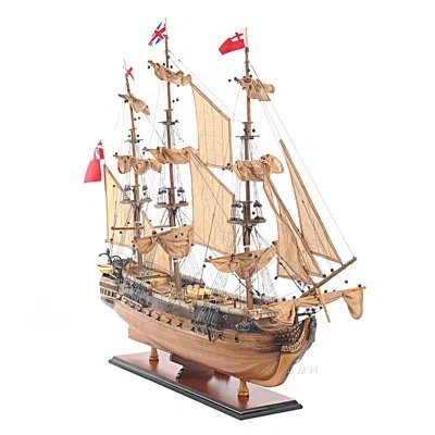 Old Modern Handicrafts Hms Surprise With Floor Display Case In Wood