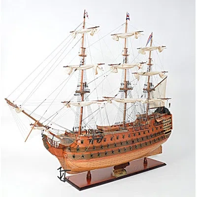 Old Modern Handicrafts Hms Victory With Display Case In Wood