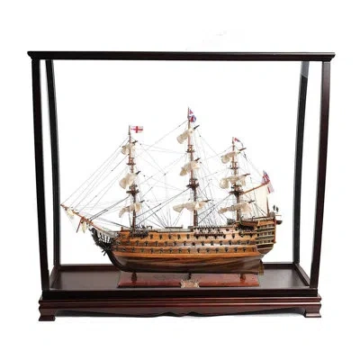 Old Modern Handicrafts Hms Victory With Table Top Display Case In Wood