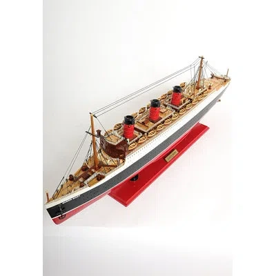Old Modern Handicrafts Large Queen Mary Model Ship In Black;white