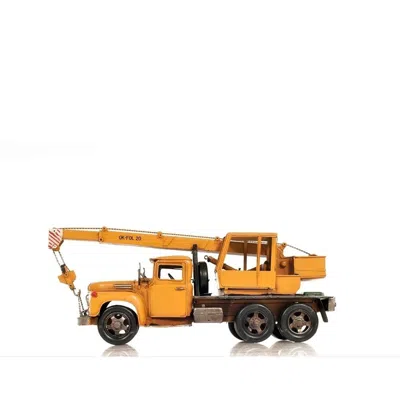 Old Modern Handicrafts Metal Handmade Tin Crane Truck Model