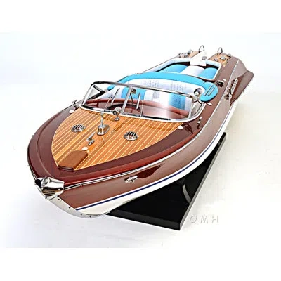 Old Modern Handicrafts Riva Aquarama Painted Model Boat In Blue;red
