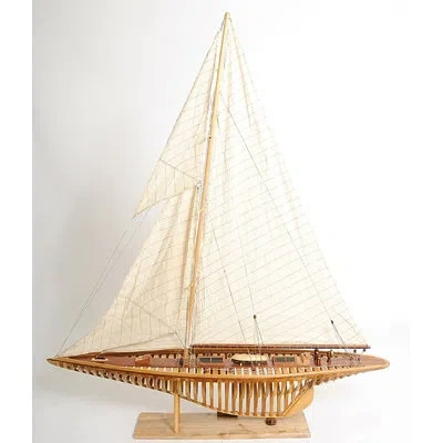 Old Modern Handicrafts Shamrock See Trough Model Ship In Brown