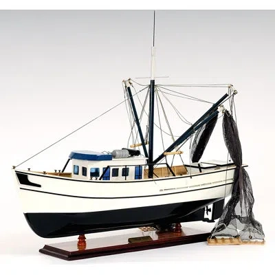 Old Modern Handicrafts Shrimp Model Boat In Black