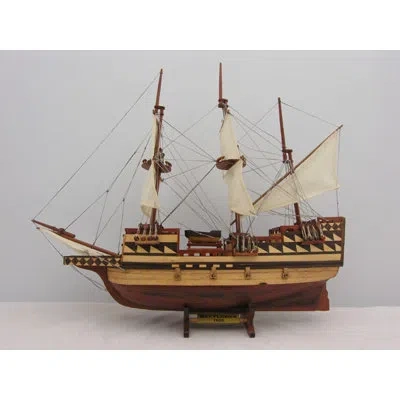 Old Modern Handicrafts Small May Flower Boat In Brown