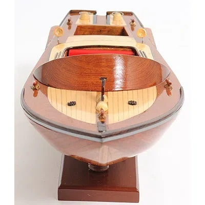 Old Modern Handicrafts Small Runabout Model Boat In Brown