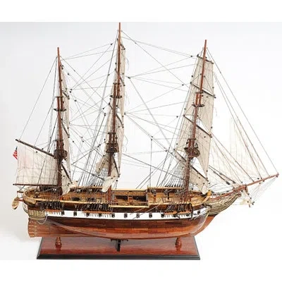Old Modern Handicrafts Uss Constellation Model Boat In Brown