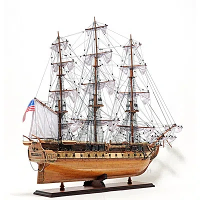 Old Modern Handicrafts Uss Constitution With Display Case In Wood