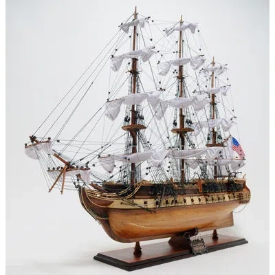 Old Modern Handicrafts Uss Constitution With Floor Display Case In Wood