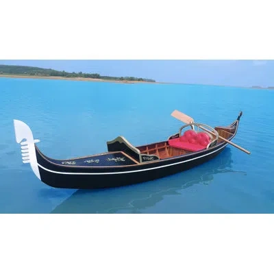 Old Modern Handicrafts Venetian Gondola Real Boat 14 In Black;brown