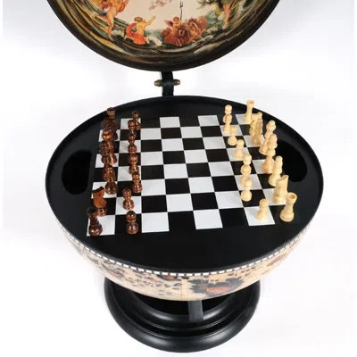 Old Modern Handicrafts White Globe With Chess Holder In Black