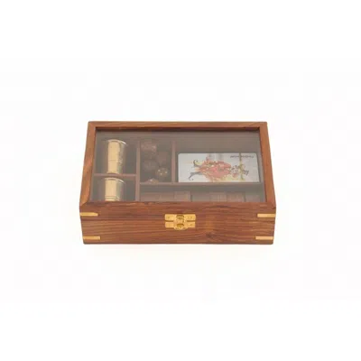 Old Modern Handicrafts Wooden Game Set With Brass Goblet