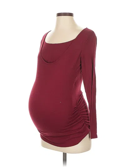 Pre-owned Old Navy - Maternity Long Sleeve Top Burgundy Scoop Neck Tops