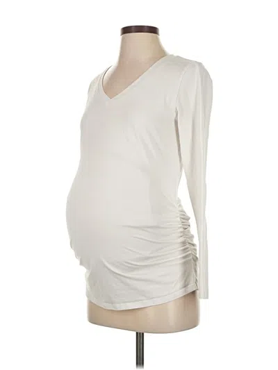 Pre-owned Old Navy - Maternity Long Sleeve Top Ivory V Neck Tops In White