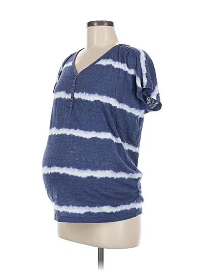 Pre-owned Old Navy - Maternity Short Sleeve Henley Shirt In Blue