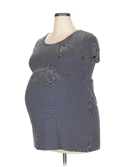 Pre-owned Old Navy - Maternity Short Sleeve Top Blue Sweetheart Neckline Tops