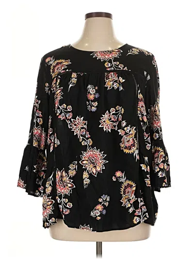 Pre-owned Old Navy 3/4 Sleeve Blouse In Black