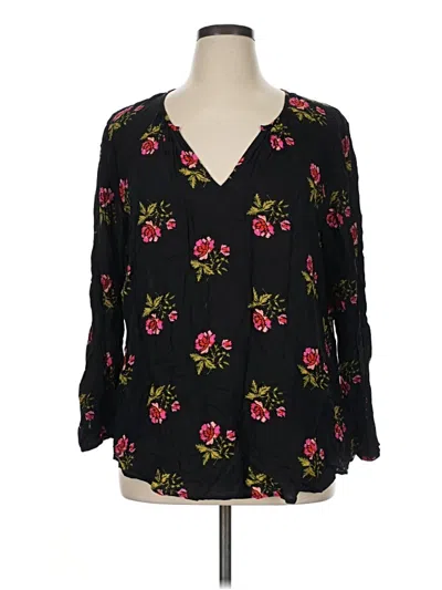 Pre-owned Old Navy 3/4 Sleeve Blouse In Black