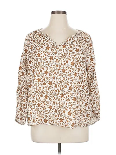 Pre-owned Old Navy 3/4 Sleeve Blouse In Brown