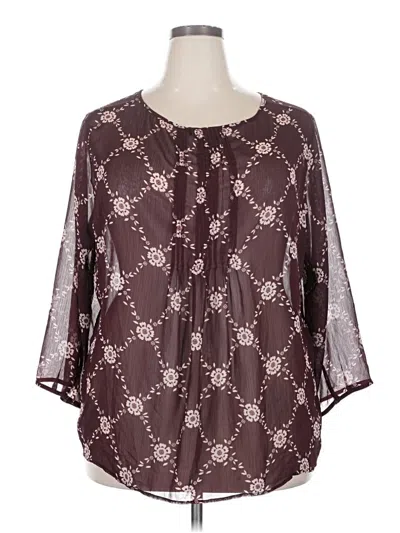 Pre-owned Old Navy 3/4 Sleeve Blouse In Brown