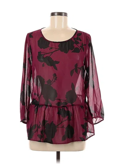 Pre-owned Old Navy 3/4 Sleeve Blouse In Burgundy