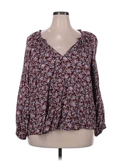 Pre-owned Old Navy 3/4 Sleeve Blouse In Burgundy