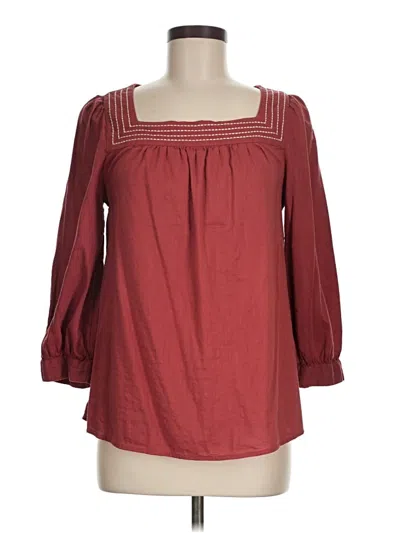 Pre-owned Old Navy 3/4 Sleeve Blouse In Burgundy