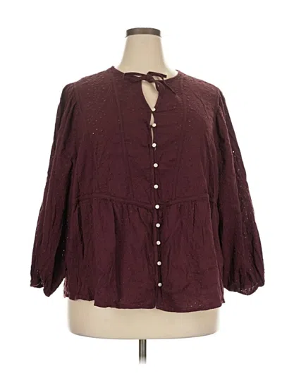 Pre-owned Old Navy 3/4 Sleeve Blouse In Burgundy