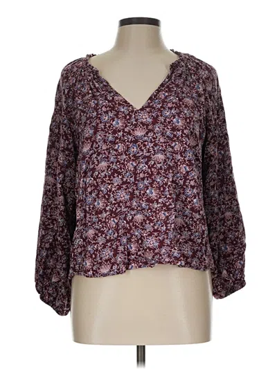 Pre-owned Old Navy 3/4 Sleeve Blouse In Burgundy