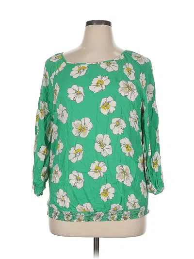 Pre-owned Old Navy 3/4 Sleeve Blouse In Green