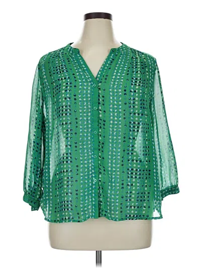 Pre-owned Old Navy 3/4 Sleeve Blouse In Green