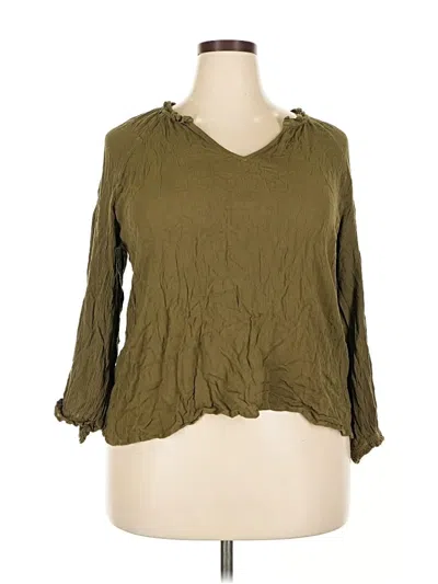 Pre-owned Old Navy 3/4 Sleeve Blouse In Green