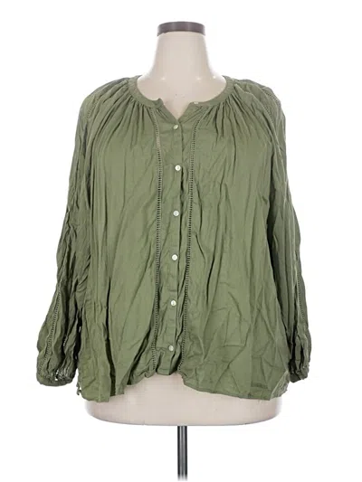 Pre-owned Old Navy 3/4 Sleeve Blouse In Green
