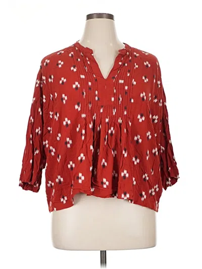 Pre-owned Old Navy 3/4 Sleeve Blouse In Red