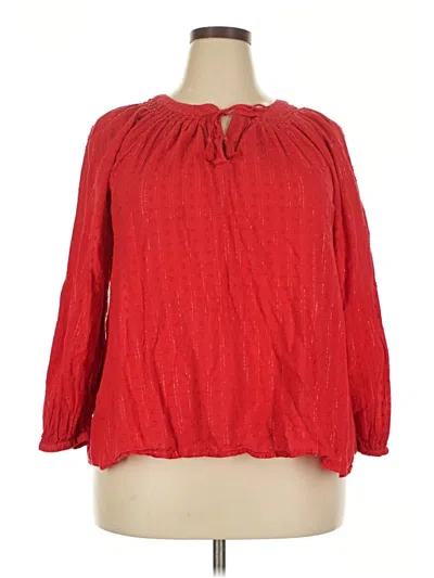Pre-owned Old Navy 3/4 Sleeve Blouse In Red