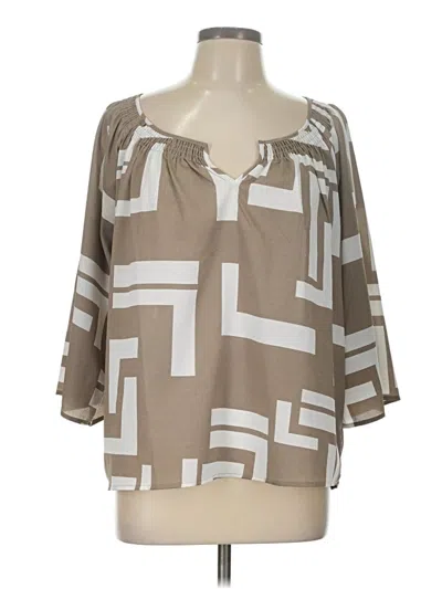 Pre-owned Old Navy 3/4 Sleeve Blouse In Tan