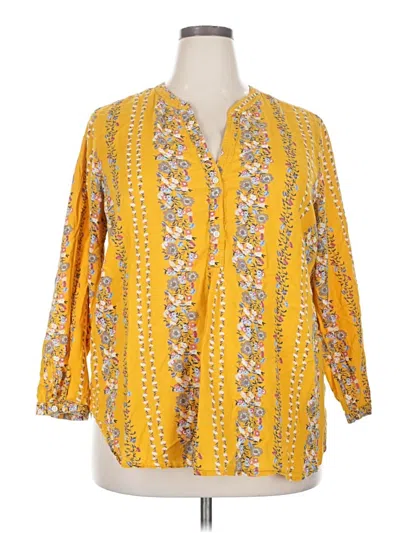 Pre-owned Old Navy 3/4 Sleeve Blouse In Yellow