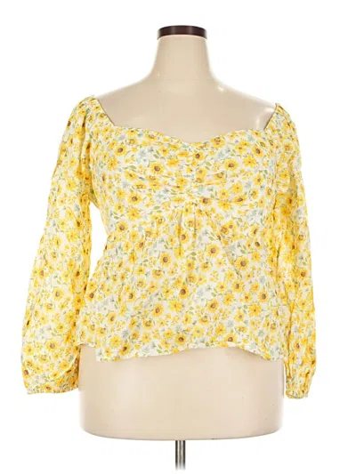 Pre-owned Old Navy 3/4 Sleeve Blouse In Yellow