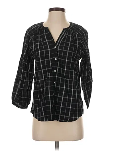 Old Navy 3/4 Sleeve Button Down Shirt In Black