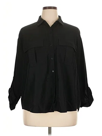 Pre-owned Old Navy 3/4 Sleeve Button Down Shirt In Black