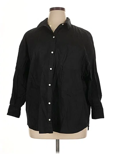 Pre-owned Old Navy 3/4 Sleeve Button Down Shirt In Black