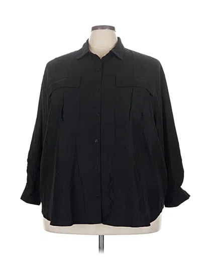 Pre-owned Old Navy 3/4 Sleeve Button Down Shirt In Black