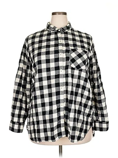Pre-owned Old Navy 3/4 Sleeve Button Down Shirt In Black