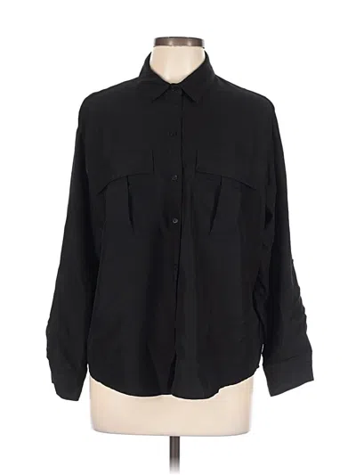 Pre-owned Old Navy 3/4 Sleeve Button Down Shirt In Black