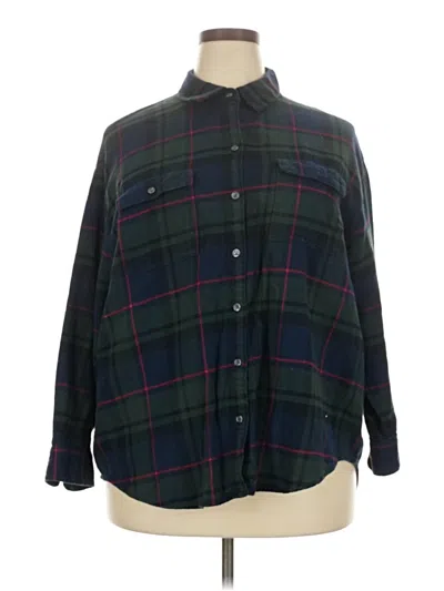 Pre-owned Old Navy 3/4 Sleeve Button Down Shirt In Black