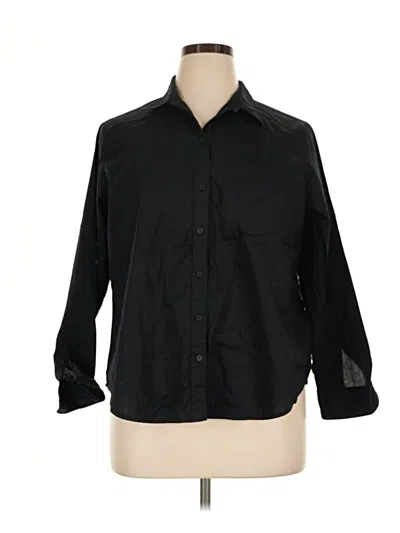 Pre-owned Old Navy 3/4 Sleeve Button Down Shirt In Black