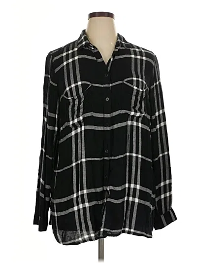 Pre-owned Old Navy 3/4 Sleeve Button Down Shirt In Black