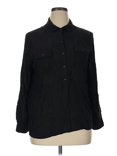 Pre-owned Old Navy 3/4 Sleeve Button Down Shirt In Black