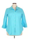 Old Navy 3/4 Sleeve Button Down Shirt In Blue